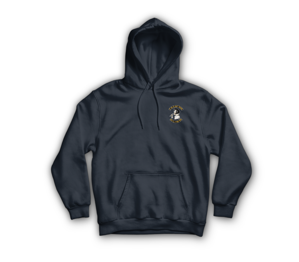 We'll Find Him Hoodie — Navy, front