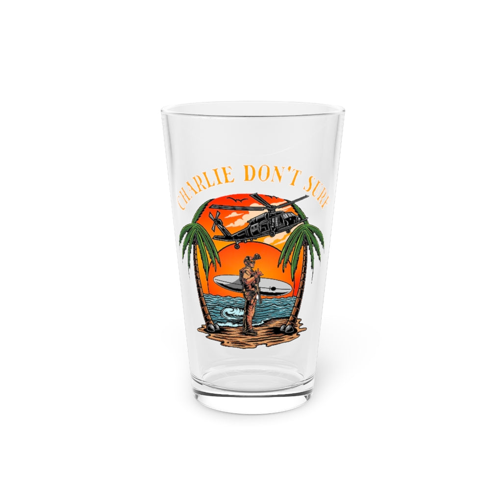 Charlie Don't Surf Pint Glass