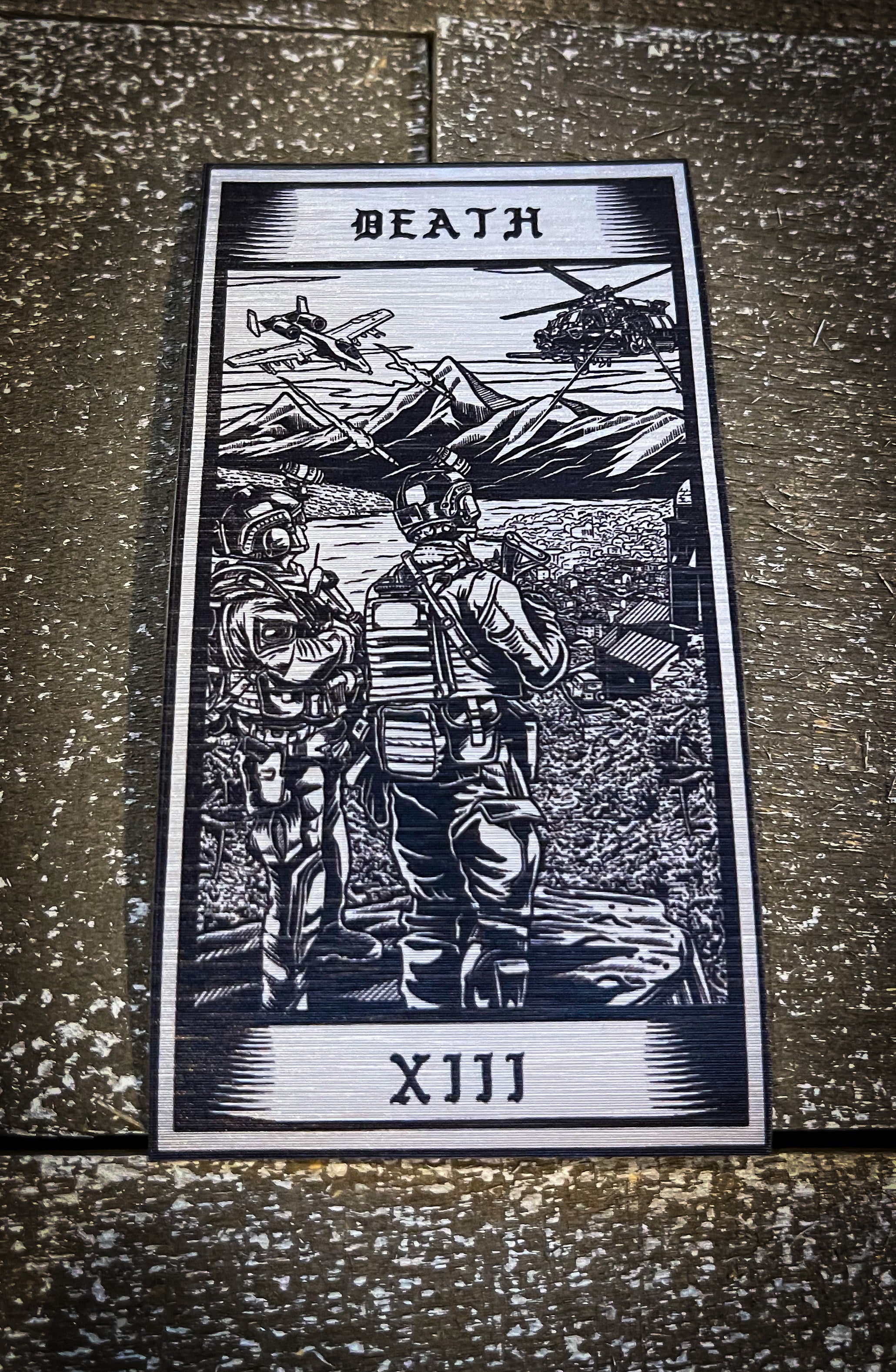 Death Tarot Card Brushed Metal