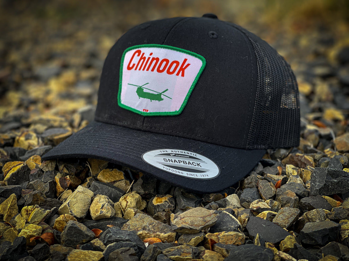 Chinook Fire Service snapback cap, angled view