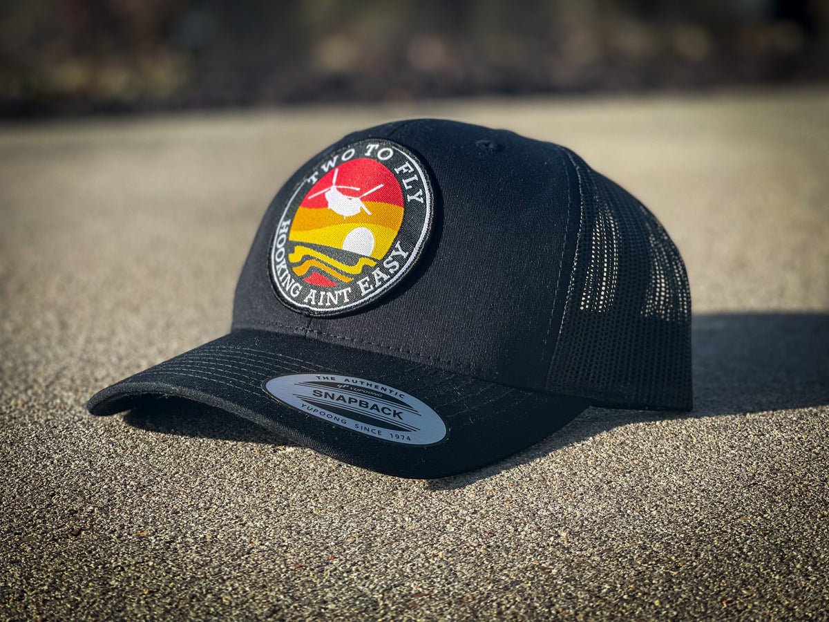Hooking Ain't Easy snapback cap, angled view